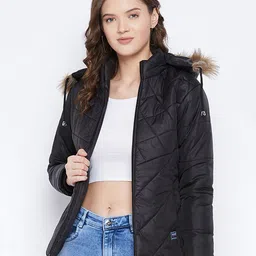 vero amore Quilted Jacket with Detachable Fur-Lined Hood image 1