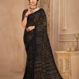 ri-wah Bandhani Print Chiffon Saree image 1