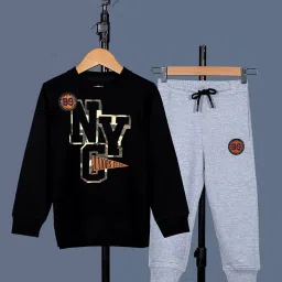 tot teens Boys Typographic Print Regular Fit T-Shirt & Pants Set image 1