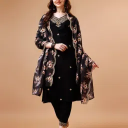 berrylicious Women Embroidered Straight Kurta Set image 1