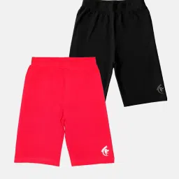 kiddopanti Pack of 2 Girls Logo Print Regular Fit Shorts image 1