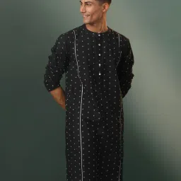 vastramay Men Printed Regular Fit Long Kurta with Band Collar image 1