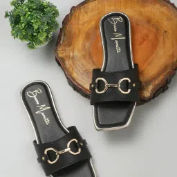 bruno manetti Women Open-Toe Flat Sandals with Metal Accent image 1