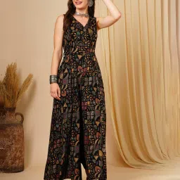 globus Women Printed Jumpsuit with Waist-Tie image 1
