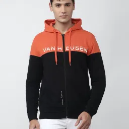 van heusen Colourblock Zip-Front Hoodie with Brand Print image 1