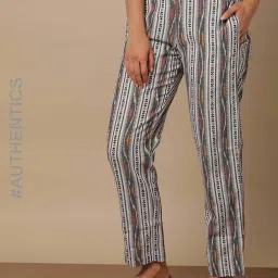indie picks Handloom Cotton Ikat Straight Pants image 1