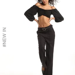 sam Women Flat-Front High-Rise Regular Fit Trousers image 1