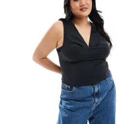 asos design Women Curve Slinky Cowl-Neck Tank Top image 1