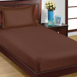trance home linen Cotton 200TC Elasticated Single Flat Bedsheet with 1 Pillow Cover image 1