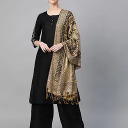 weavers villa Paisley Pattern Stole with Tassels image 1