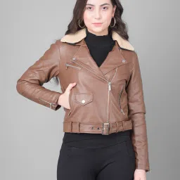 crimsoune club Women Biker Jacket with Belt image 1