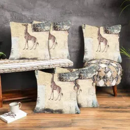 tesmare Set of 5 Printed Square Cushion Covers 16" x 16" image 1