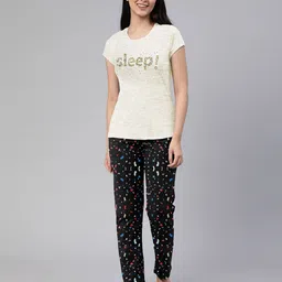 lyra Women Typographic Print 2-Piece T-Shirt & Pants Set image 1