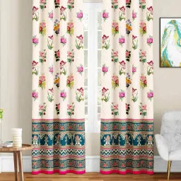 sej by nisha gupta Set of 2 Floral Print Eyelet Door Curtains image 1