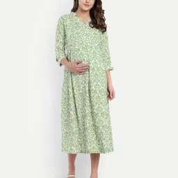 mamma's maternity Women Abstract Print Fit & Flare Feeding Dress image 1