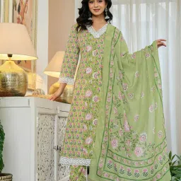yufta Cotton Printed  A-line Kurta Set    image 1