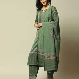 rangriti Women Floral Print Straight Kurta with Palazzos & Dupatta image 1