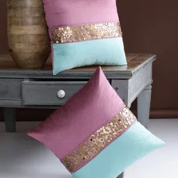 alina decor Set of 2 Embellished Cushion Covers- 16"x16 " image 1