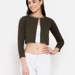 style quotient Solid Full Sleeves Shrug image 1