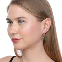 carlton london Dangling Solitaire Gold Plated Hoop Earrings - B823129E/1 image 1