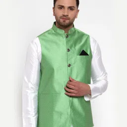 jompers Woven Nehru Jacket with Mandarin Neck image 1
