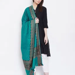 weavers villa Shawl with Floral Woven Motifs image 1