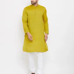 even Slim Fit Long Kurta with Mandarin-Collar image 1