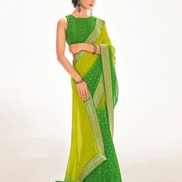 ri-wah Foil Design Lace Work Saree with Unstitched Blouse Piece image 1