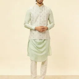 manyavar Men Floral Embroidered Regular Fit Nehru jacket image 1
