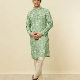 manyavar Men Floral Print Regular Fit Kurta with Insert Pocket image 1
