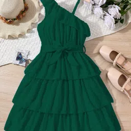 tior Girl One Shoulder Fit & Flare Dress image 1