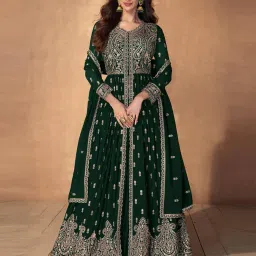 miss ethnik Women Embellished Anarkali Kurta & Skirts with Dupatta image 1