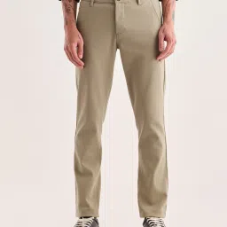 red flame Men Slim Fit Flat-Front Trousers image 1