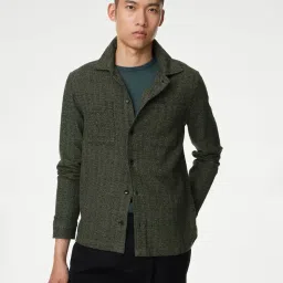 marks & spencer Men Striped Regular Fit Shirt with Flap Pockets image 1