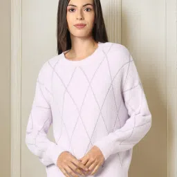 fig Women Geometric-Knit Round-Neck Pullover image 1