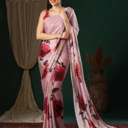 ri-wah Women Floral Print Georgette Saree image 1