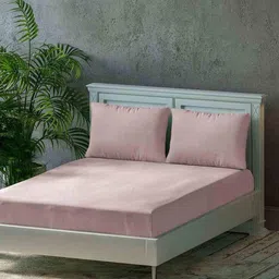 trance home linen 300 GSM Cotton Queen-Size Bedsheet with Pillow Covers image 1