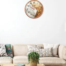 random Printed Non-Ticking Silent Analog Wall Clock image 1