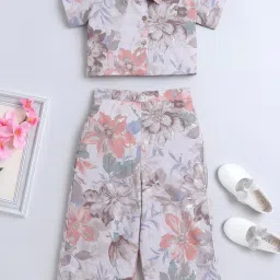 the magic wand Girls Floral Print Top & Pants Set image 1