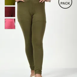 indiweaves Girls Pack of 4 High-Rise Leggings with Elasticated Waist image 1