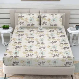 fabinaliv 300 TC Floral Print King-Size Bedsheet with Pillow Covers image 1
