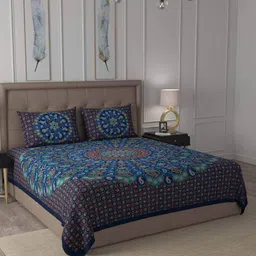bed-sheet.com Paisley Print Pure Cotton Double Bedsheet with Pillow Covers image 1
