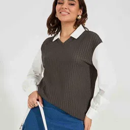 styli Women Colourblock Oversized Fit Shirt image 1