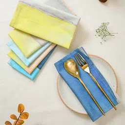 ratancart Multicolor Cotton Solid 16x16 Inch Napkin Set of 6 image 1