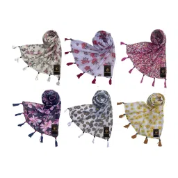 letz dezine Pack of 6 Floral Print Stoles image 1