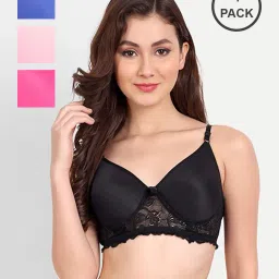 fims Women Pack of 4 Lightly-Padded Bras with Adjustable Strap image 1