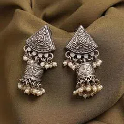 arte Women Oxidised Silver Drop Jhumka Earrings-picture-36