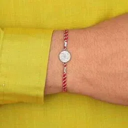 ornate jewels Men Sterling Silver Jai Ganesha Thread Rakhi-picture-14