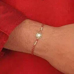ornate jewels Men Sterling Silver Gold-Plated Freshwater Pearl Thread Rakhi-picture-34