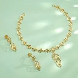 p n gadgil jewellers Women Gold-Plated Classic Necklace with Earrings-picture-17